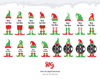 Elf Hat and Feet SVG Bundle: Christmas Clipart (Digital Download)