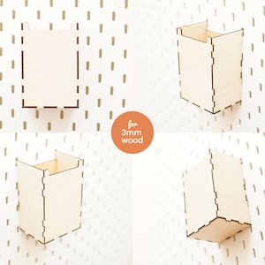 Pegboard Accessories Box Organizer Laser Cuting File, Glowforge, Digital File, For 3mm Wood