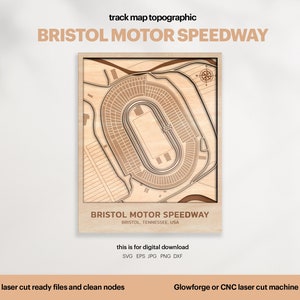 Racetracks kaart topografie, Tennessee track kaart SVG, beroemde racebaan, 3D houten circuitkaarten, gepersonaliseerd cadeau, digitale DOWNLOAD