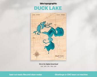 Duck Lake, Michigan Map SVG : 3D Topographic Lake House Decor (Digital Download)