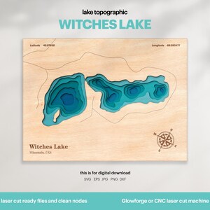 Witches Lake Topographic Map SVG: 3D Laser Cut File (digital Download ...