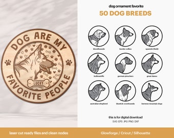 50 Dog Breed Ornament SVG Bundle: Laser Cut Pet Sign (Digital Download)