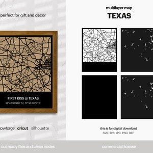 Plan de la ville en couches du Texas : fichier SVG découpé au laser