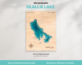 Olallie Lake Map SVG : 3D Topographic Lake House Decor (Digital Download)
