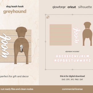Greyhound Dog Silhouette SVG, Greyhound Dog Butt Leash Hook SVG File