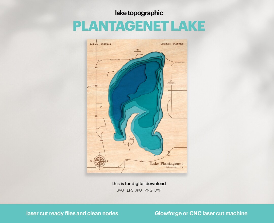 Lake House Decor, Lake Map SVG, Lake Life, Map Art, Wood