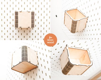 Pegboard Accessories Box: Laser Cut File for 3mm Wood (SVG & DXF)