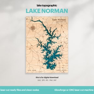 Decorazione per casa sul lago, mappa del lago Norman SVG, regalo di decorazione da parete in legno, topografica, mappe personalizzate 3D, arte della mappa batimetrica, Xtool, DOWNLOAD DIGITALE