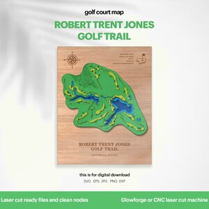 Golfplatz-Karte, Golf-Trail-Kurse-Karte in Alabama, Geschenk für Golfer, Holzschichtkarte, benutzerdefinierte 3D-Karten, Golf-Kunst, Xtool, DIGITALER DOWNLOAD