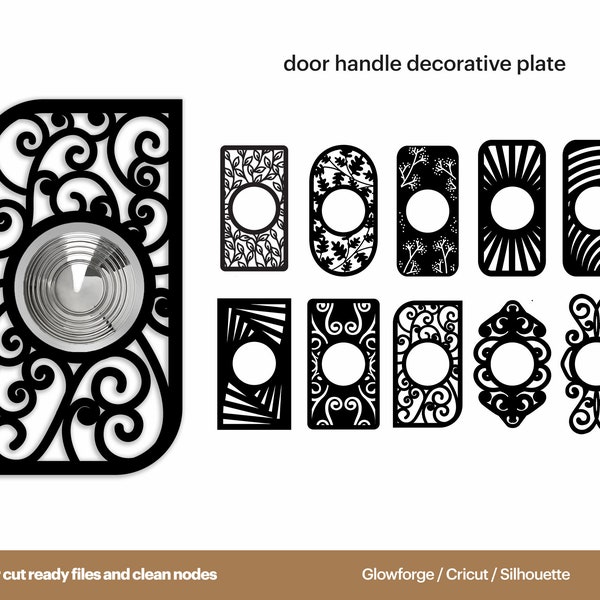 50 Door Handle Decorative Plates SVG, Door Decoration, Door Knob Decoration, Laser Cut Files, Glowforge
