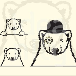 Funny Polar Bear SVG files for Cricut, Peeking Polar Bear face clipart, shirt design, printable art, Laser Cut File, Glowforge