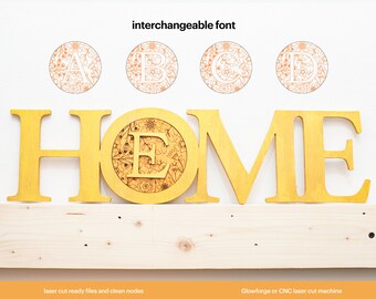 Interchangeable Alphabet Home Sign Bundle: Laser Cut File (SVG, DXF)