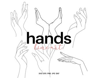 Woman Hands Line Art SVG Bundle: Minimalist Vector Design