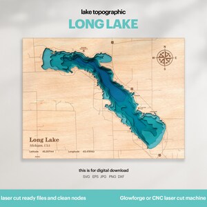 Lake Lake Haus Dekor, Lake LakeMichigan Karte SVG, Holz Wand Dekor Geschenk, Topographisch, 3D Benutzerdefinierte Karten, Bathymetrische Karte, DIGITALER DOWNLOAD