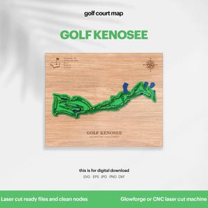 Golf Course Map, Kenosee Park, Golf Map, Gift for Golfer, Wood Map Layered Course, 3D Custom Maps, Golf Art, Xtool, DIGITAL DOWNLOAD