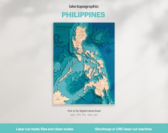 Philippines Map SVG: 3D Topographic Laser Cut File (Digital Download)