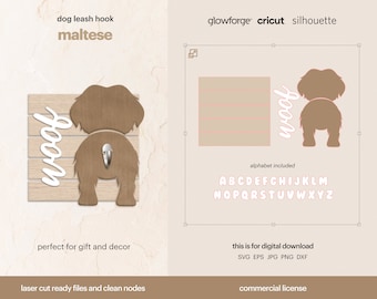 Maltese Dog Silhouette SVG, Maltese Butt Leash Hook SVG File