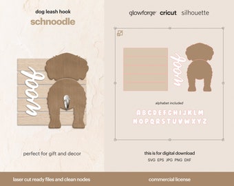 Schnoodle Dog Silhouette SVG, Schnoodle Dog Butt Leash Hook SVG File