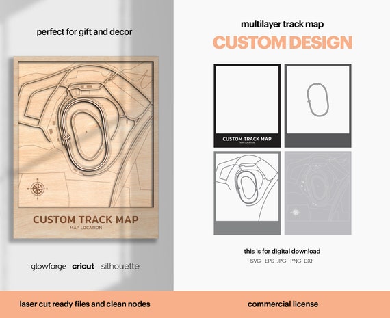 Custom Race Track Map SVG: Topographic Circuit Design (Digital Download)