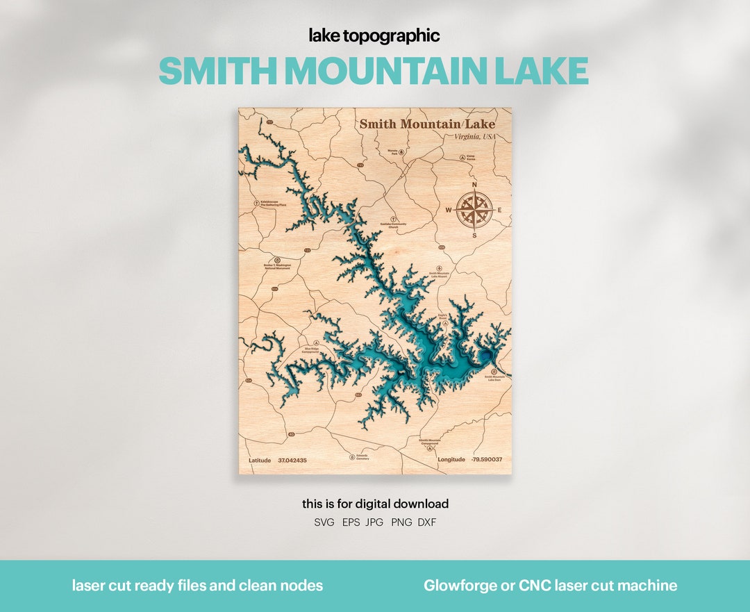 Lake house decor smith mountain lake map svg wood wall decor gift