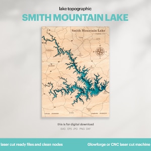 Lake Haus Dekor, Smith Bergsee Karte SVG, Holz Wand Dekor Geschenk, topographisch, 3D Benutzerdefinierte Karten, Bathymetrische Karte Kunst, DIGITAL DOWNLOAD