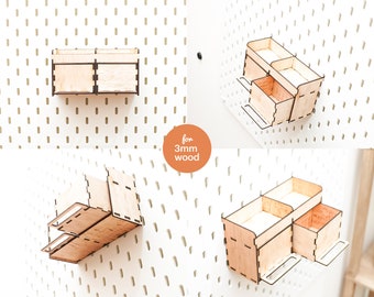 Pegboard Drawer with Shelf: Laser Cut File for Glowforge (3mm Wood)