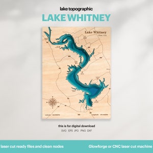 Lake House Decor, Seekarte SVG, Holz Wand Dekor Geschenk, Topographisch, 3D Benutzerdefinierte Karten, Bathymetrische Karte Kunst, Xtool, DIGITAL DOWNLOAD