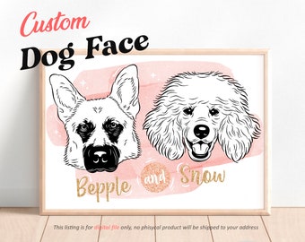 Custom Pet Portrait, Drawing from photo, Personalized Gifts, Dog Lover Decoration, Dog Memorial Gift, Wall art poster, DIGITAL DOWNLOAD