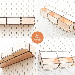 Pegboard Drawer 3 Slot: Laser Cut File for Glowforge (3mm Wood)