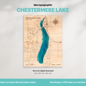 Chestermere Lake Topographic Map: 3D Wood Wall Art (Digital Download)