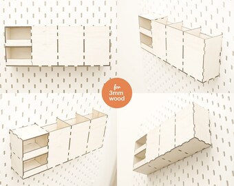 Pegboard Accessories Box with Shelf: Laser Cut File for 3mm Wood (Digital File)