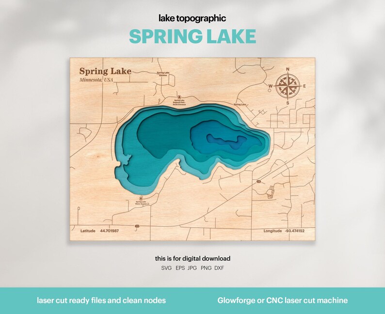Spring Lake Minnesota Map Lake House Decor, Spring Lake Minnesota Map SVG, Wood Wall Decor Gift ...