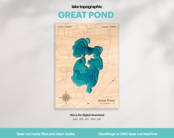Great Pond Map SVG : 3D Topographic Lake House Decor (Digital Download)
