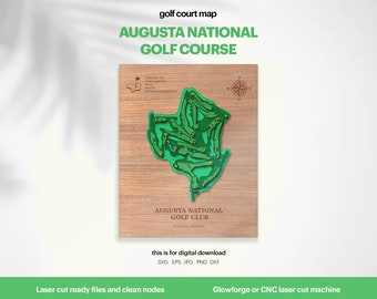 Augusta Golf Course Map: Layered Wood Art, Laser Cut File (Digital Download)