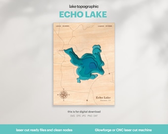 Echo Lake Map SVG : 3D Topographic Lake House Decor (Digital Download)