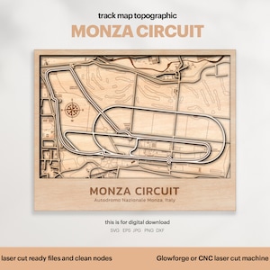 Racetracks kaart topografie, Noord-Milaan track kaart SVG, beroemde circuit racecircuit, 3D houten track kaarten, gepersonaliseerd cadeau, digitale DOWNLOAD