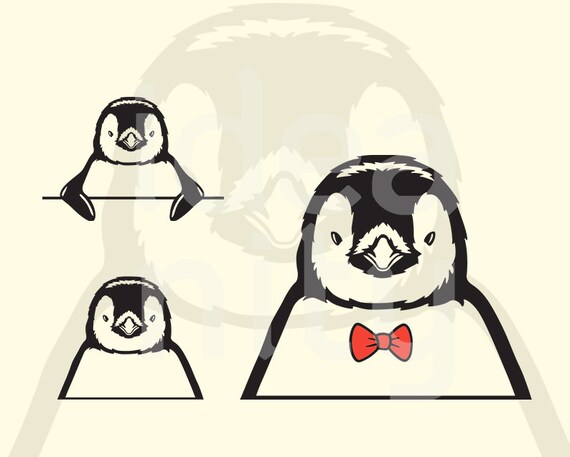 Funny Penguin SVG: Peeking Penguin Face Clipart, Laser Cut File (Digital Download)
