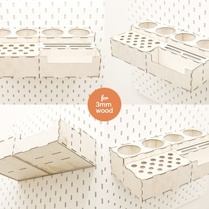 Pegboard Cricut Tools Organizer, Pegboard Accessories, Multipurpose Rack, Crafting Tools Shelf, Laser Cut File, Glowforge, For 3mm Wood