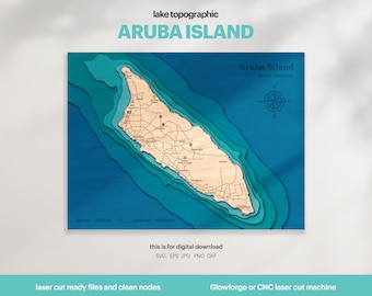 Aruba Island Map: 3D Topographic Laser Cut File (Digital Download)