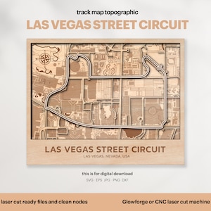 Racetracks kaart topografie, Nevada track kaart SVG, beroemde circuit racecircuit, 3D houten track kaarten, Xtool, digitale DOWNLOAD
