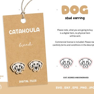 Catahoula Dog Stud Earring Laser Cut File (SVG DXF)