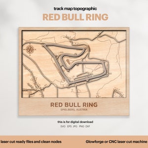 Race Tracks Map Topography, Spielberg Map SVG, Famous Circuit Racing Track, 3D Wood Track Maps, Laser Cut File, Xtool, DIGITAL DOWNLOAD