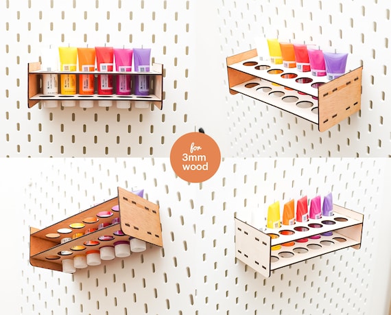 Acrylic Paint Organizer, Pegboard Accessories, Paint Holder Rack, Laser Cut  File, Glowforge, for 3mm Wood, Digital File 