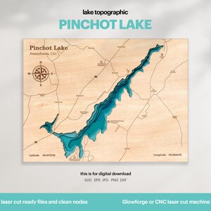 Pinchot Lake Topographic Map: 3D Wood Wall Art (Digital Download)