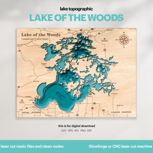 See Haus Dekor, Waldsee Karte SVG, Holz Wand Dekor Geschenk, Topographisch, 3D Benutzerdefinierte Karten, Bathymetrische Karte Kunst, Xtool, DIGITAL DOWNLOAD