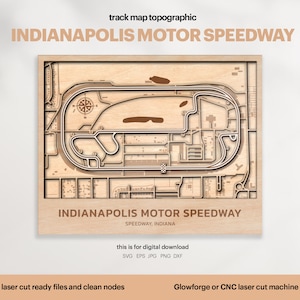 Racetracks kaart topografie, Indiana track kaart SVG, beroemde circuit racebaan, 3D houten baankaarten, digitale DOWNLOAD