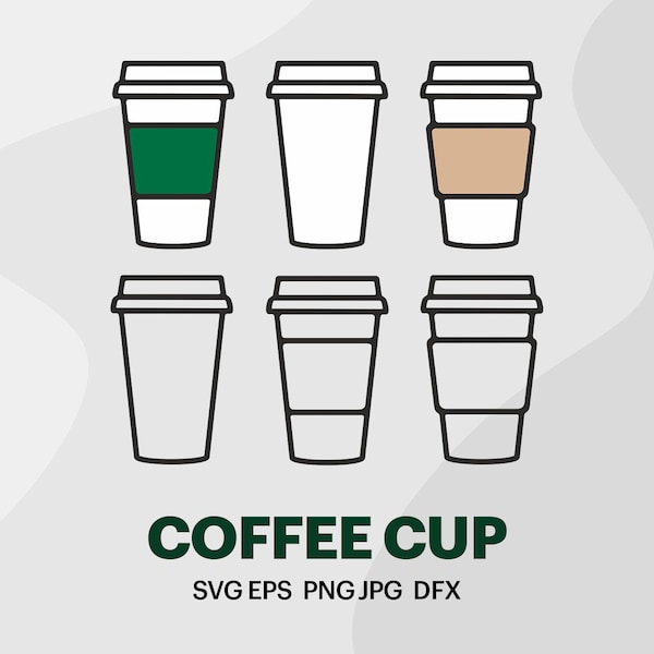 Coffee Cup SVG, Reusable Cup Cutting File, Coffee Cup Design Vector, Coffee Hot Cup, Paper Glass Decoration SVG