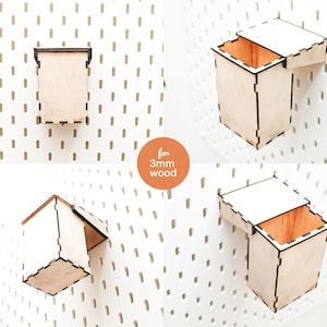 Pegboard Accessories Container With Lid 100, Pegboard Accessories, Wood Crafting, Pegboard Shelf, Laser Cut File, Glowforge, For 3mm wood