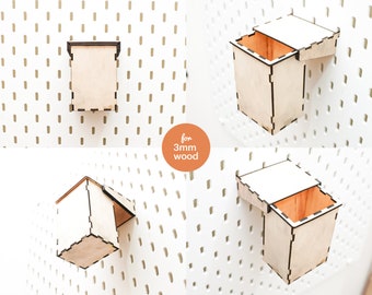 Pegboard Container with Lid 100: Laser Cut File for 3mm Wood