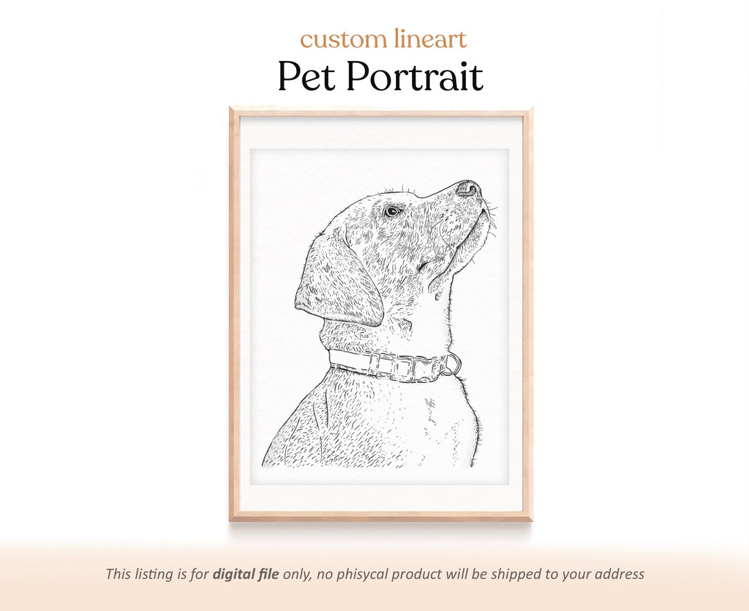 Custom Pet Portrait Line Art, Dog Drawing Portrait, Custom Digital Line Drawing Pet, Dog Outline